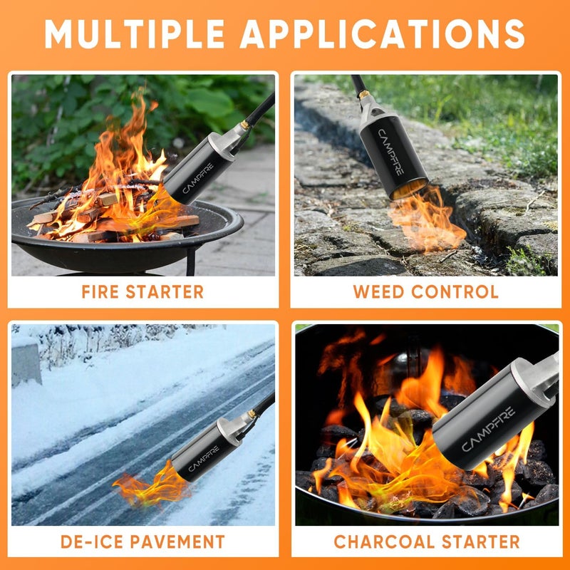 Campfire Propane Torch Weed Burner With Storage Bag, High Output 1,800,000 BTU Weed Torch With 10ft Hose, Self Igniting,Flame Control Valve And Ergonomic Anti-Slip Handle - Image 4